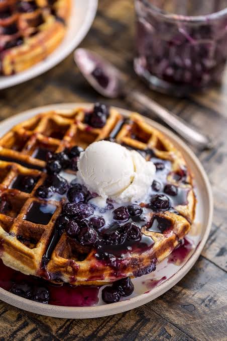 Blueberry Yum Cheese Waffles