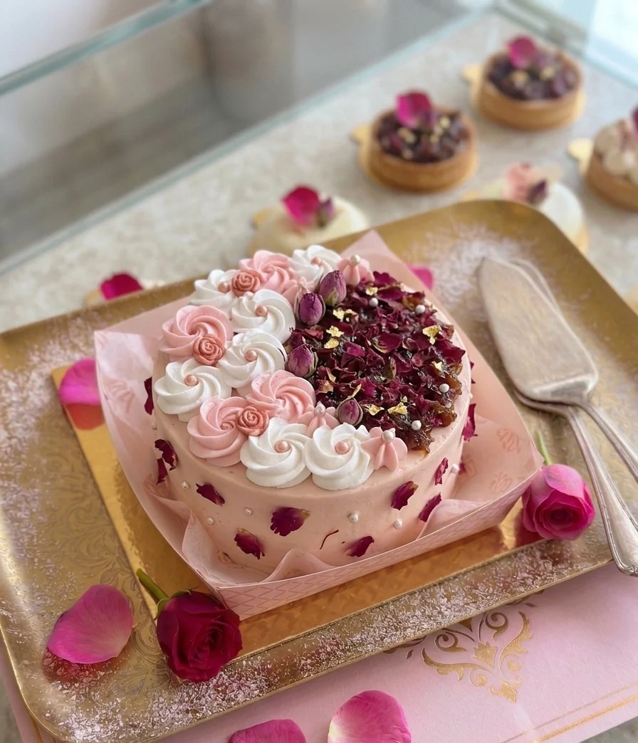 Rose Gulkand Bento Cake