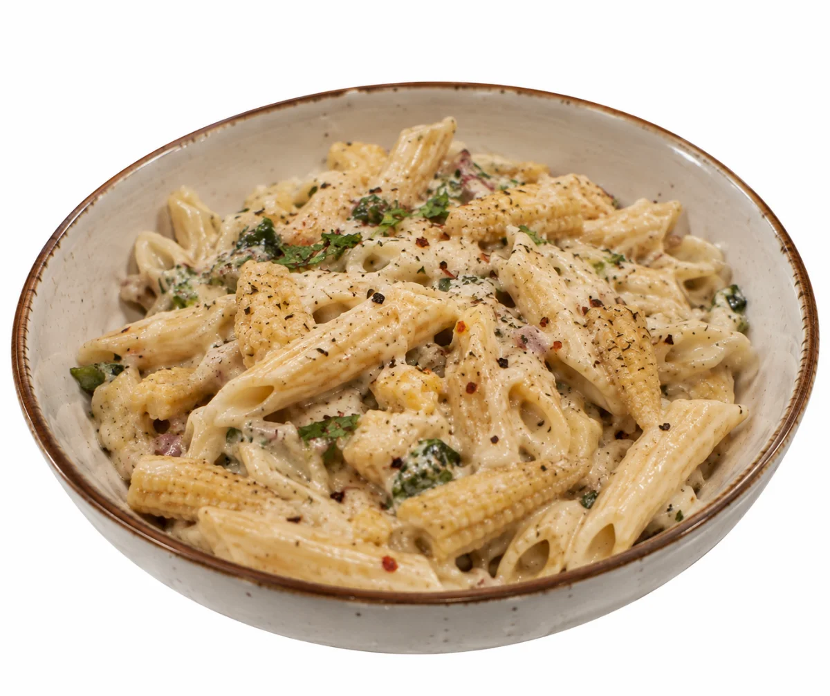 Baby Corn White Cheese Pasta