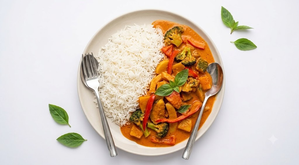 Red Thai Curry With Lavender Rice