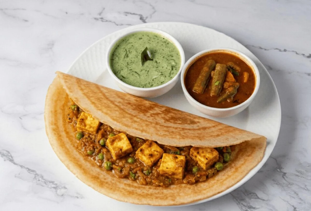 Palak + Paneer Masala Dosa