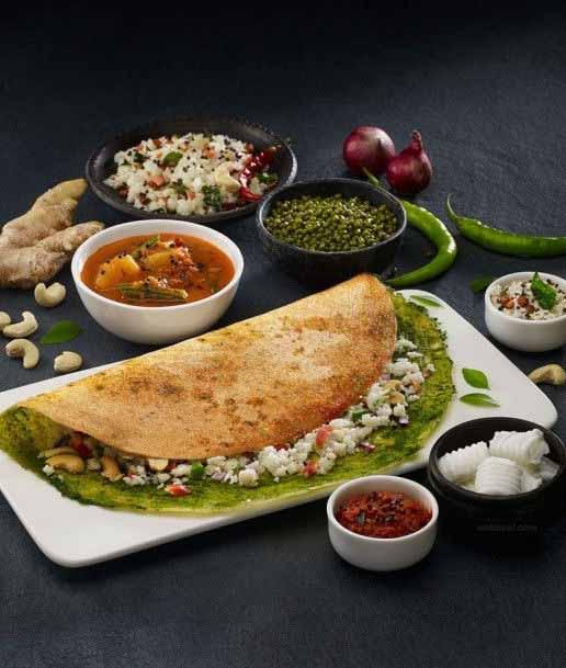 Palak + Paneer Dosa