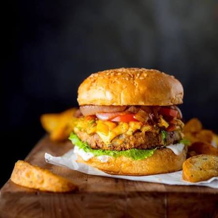 Schezwan Aloo Tikki Burger